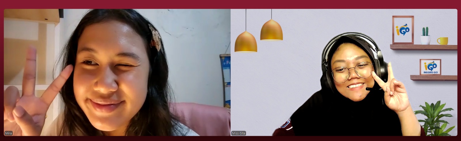 Sesi 1-on-1 via Zoom, peserta langsung praktik speaking dengan tutor